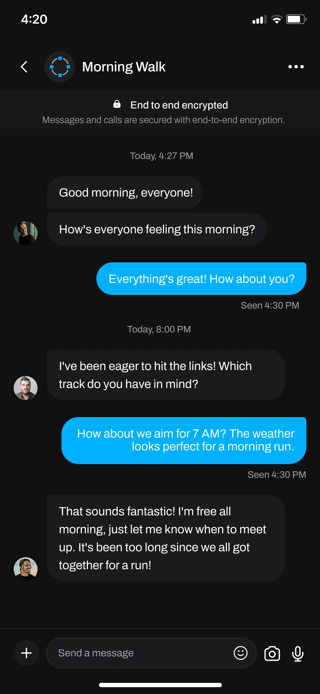 Loop Club group chat with end-to-end encryption